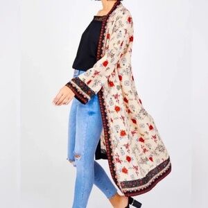 Max studio floral mixed print boho kimono one size